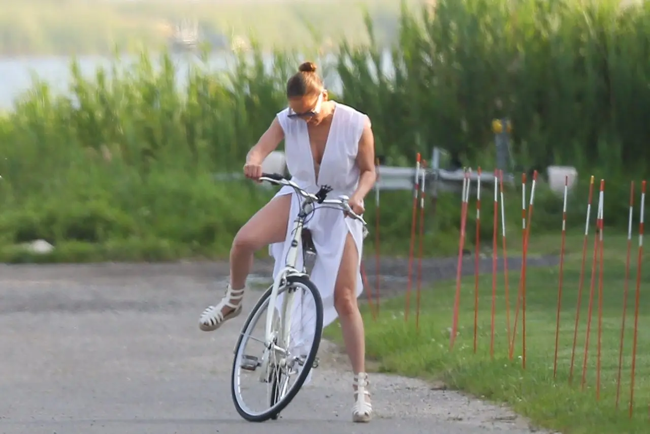 Jennifer Lopez Bike Ride Stills in The Hamptons in New York